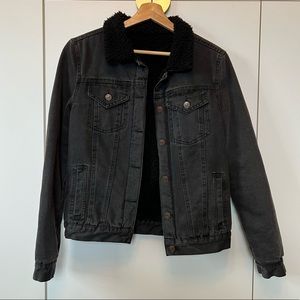 Brandy Melville Black Sherpa Denim Jacket